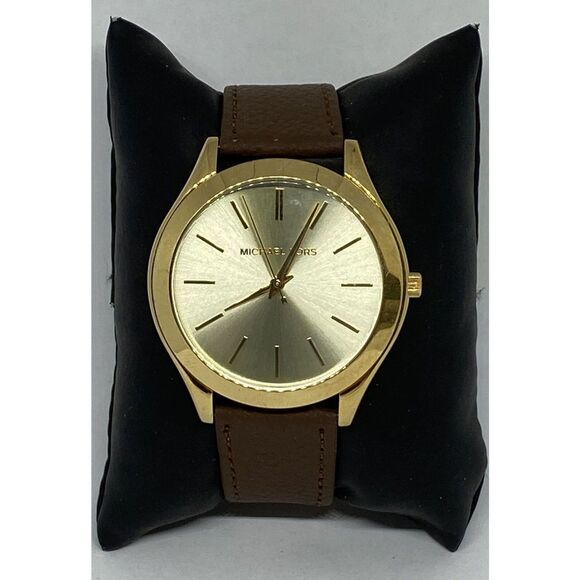 Michael Kors MK3179 Women's Brown Leather Analog Dial Quartz Wrist Watch CM510 - Picture 1 of 12
